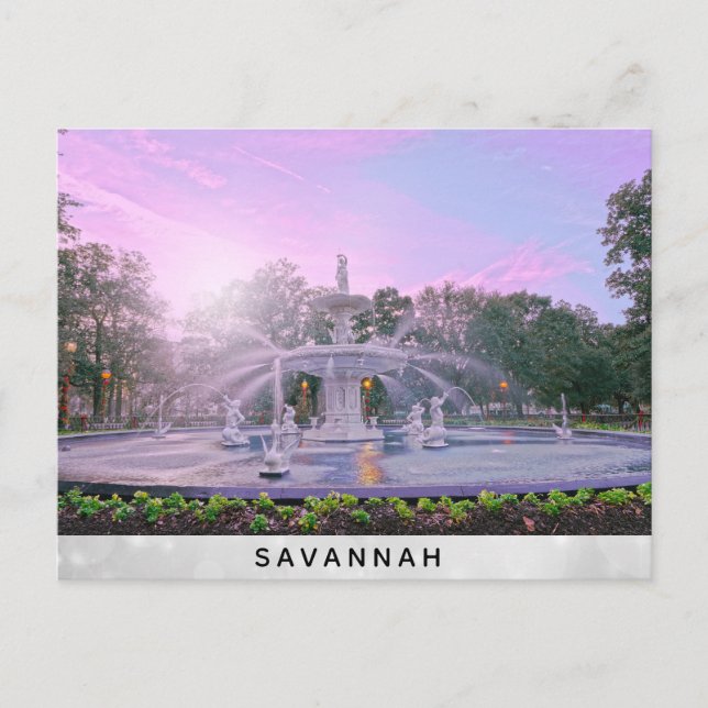 Savannah Georgia Forsyth Park Fontän Vykort (Framsida)
