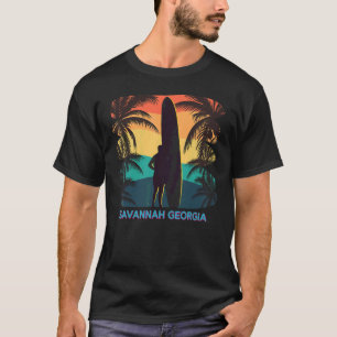 Savannah Georgia Ga Handflatan Träd Surfboard Surf T Shirt