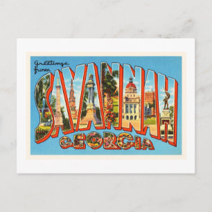 Savannah Georgia GA Old Vintage resor Souvenir Vykort