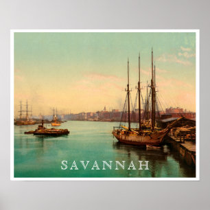 Savannah Georgia Historik River Scene Poster