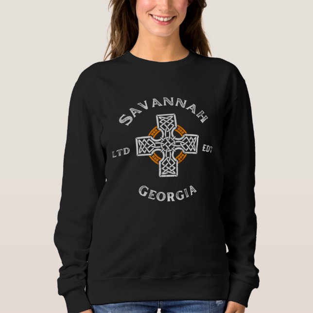 SAVANNAH GEORGIA Irish Cross Badge T Shirt (Framsida)