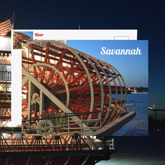 Savannah Georgia Riverboat Paddle Wheel Postcard Vykort (Skapare uppladdad)