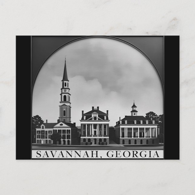 Savannah Georgia Siluett  | Savannah Stadsscenarie Vykort (Framsida)