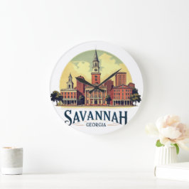 Savannah Georgia Siluett Stor Klocka
