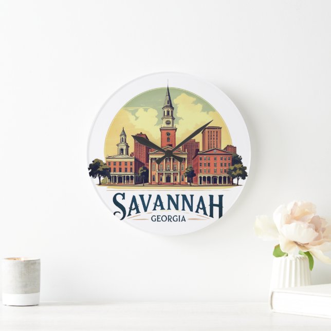 Savannah Georgia Siluett   Stor Klocka (Hem)