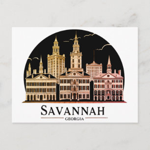 Savannah Georgia Siluett Vykort
