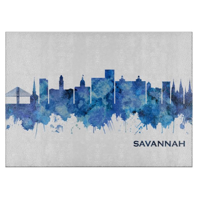 Savannah Georgia Skyline Blue (Framsidan)