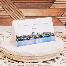 SAVANNAH Georgia Skyline Gäst Namn Placeringskort