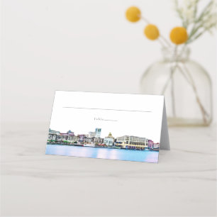 SAVANNAH Georgia Skyline Guest Namn-platskort Placeringskort