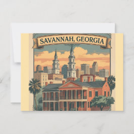 Savannah Georgia Skyline | Savannah Cityscape Vykort
