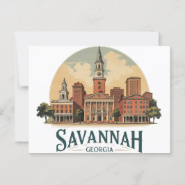 Savannah Georgia Skyline Vykort