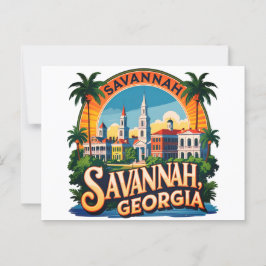 Savannah Georgia Skyline Vykort