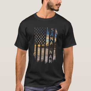 Savannah Georgia Summer Sunset American Flagga Pat T Shirt