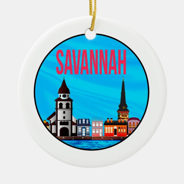 Savannah Georgia-tänkesättet Julgransprydnad Keramik (Framsidan)