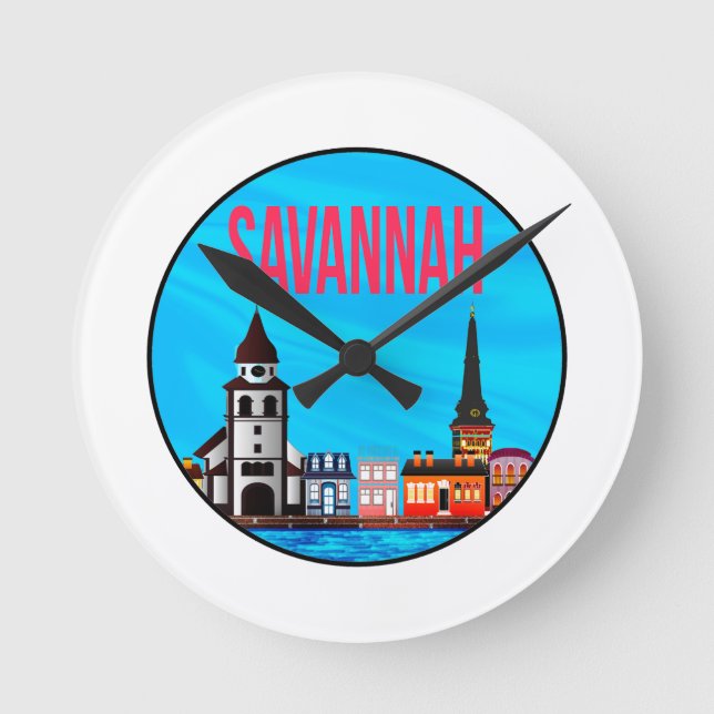 Savannah Georgia-tänkesättet Rund Klocka (Framsida)
