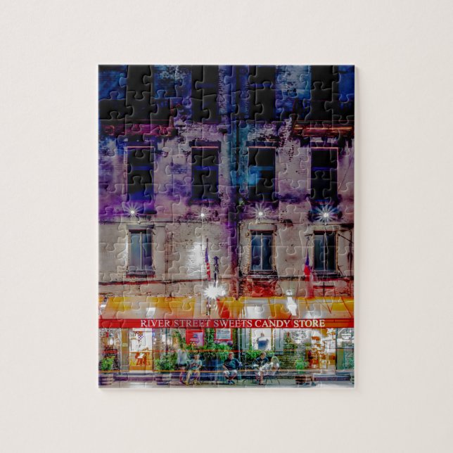 savannah georgia town usa water front night pussel (Vertikal)