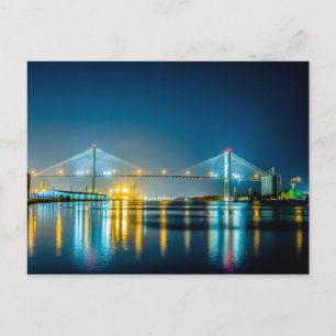 savannah georgia town usa water front night vykort