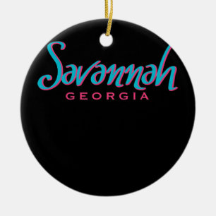 Savannah Georgia Typografiska Souvenir Julgransprydnad Keramik