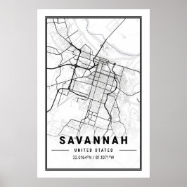 Savannah Georgia USA Travel City Karta Poster