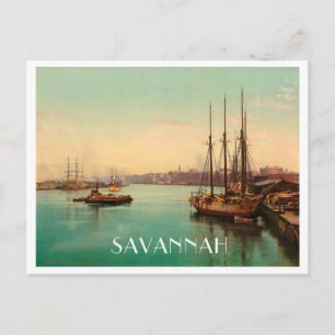Savannah Georgia Vintage River Scene Vykort