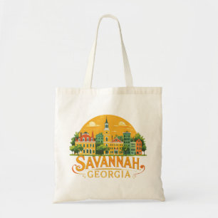 Savannah Georgia vintage siluett   Tygkasse