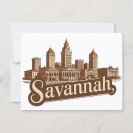 Savannah Georgia vintage Skyline Vykort