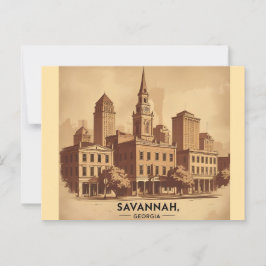 Savannah Georgia vintage Skyline Vykort