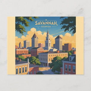 Savannah Georgia vintage stadsbild Vykort