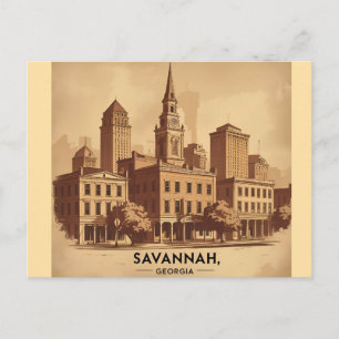 Savannah Georgia vintage stadsbild Vykort