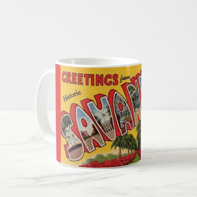 Savannah Georgia vykort hälsningsmugg Kaffemugg (Framsida vänster)