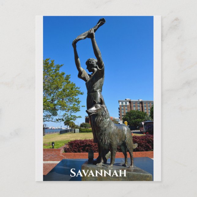 Savannah Georgia Wave Girl Statue Travel Photo Vykort (Framsida)