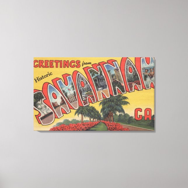 Savannah, Georgien (historik) - Stora Brev Canvastryck (Framsida)