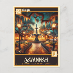 Savannah, Georgien VINTAGE Vykort