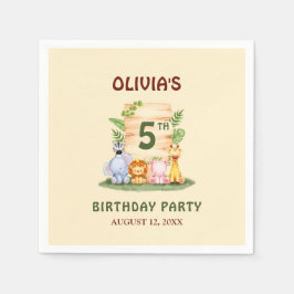 Savannah giraffe lejon hippo zebra-elefant pappersservett