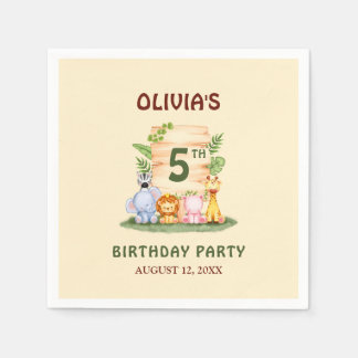 Savannah giraffe lejon hippo zebra-elefant pappersservett