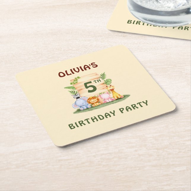 Savannah giraffe lejon hippo zebra-elefant underlägg papper kvadrat (Vinklad)