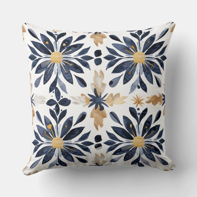 Savannah Hayes Inspired Pillow in Blue and Guld Kudde (Baksida)