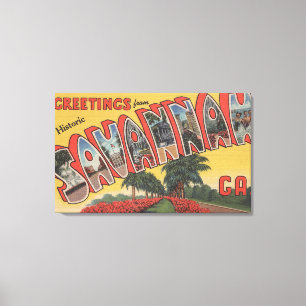 Savannah (historiska) Georgia - stort brev Canvastryck