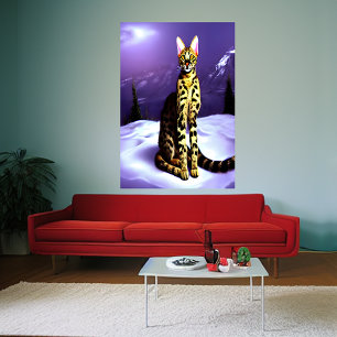 Savannah-katt i berget AI Art Poster