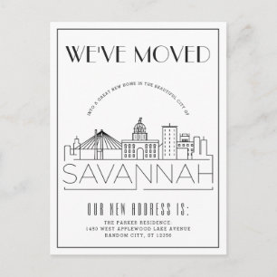 Savannah Modern Deco Ny adress Meddelande Vykort