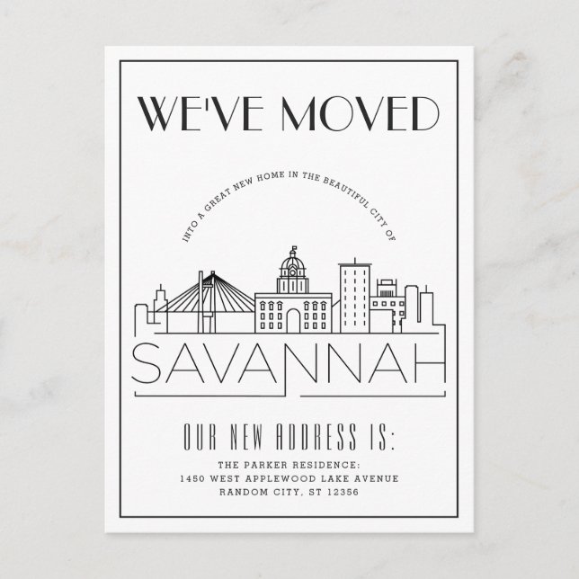 Savannah Modern Deco | Ny adress Meddelande Vykort (Framsida)