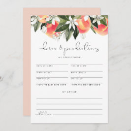 SAVANNAH Peach Baby Advice and Predictions Card Inbjudningar