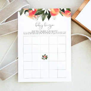 SAVANNAH Peach Baby Shower Bingo Spel Inbjudan