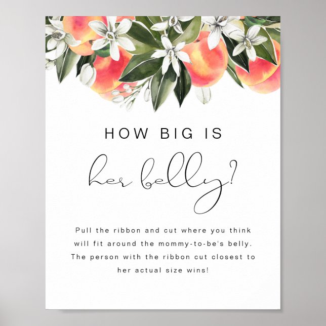 SAVANNAH Peach How Big her Belly Baby Shower Poster (Framsidan)