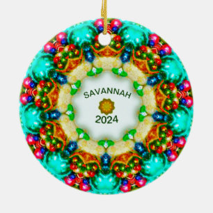SAVANNAH~ Personlig Fractal juldesign ~ Julgransprydnad Keramik