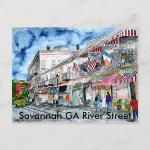 savannah_river_street_målning, Savannah GA Riv... Vykort
