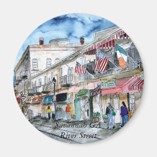 savannah_river_street_painting Savannah GA Riv… Magnet
