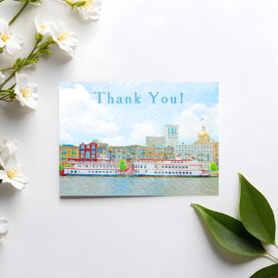 Savannah River Street Scenery Watercolor Tack OBS Kort