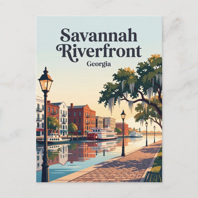 Savannah Riverfront Georgia Vykort (Framsida)