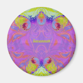 SAVANNAH ~ Rosa Orange Gult Blue Fractal ~ Magnet